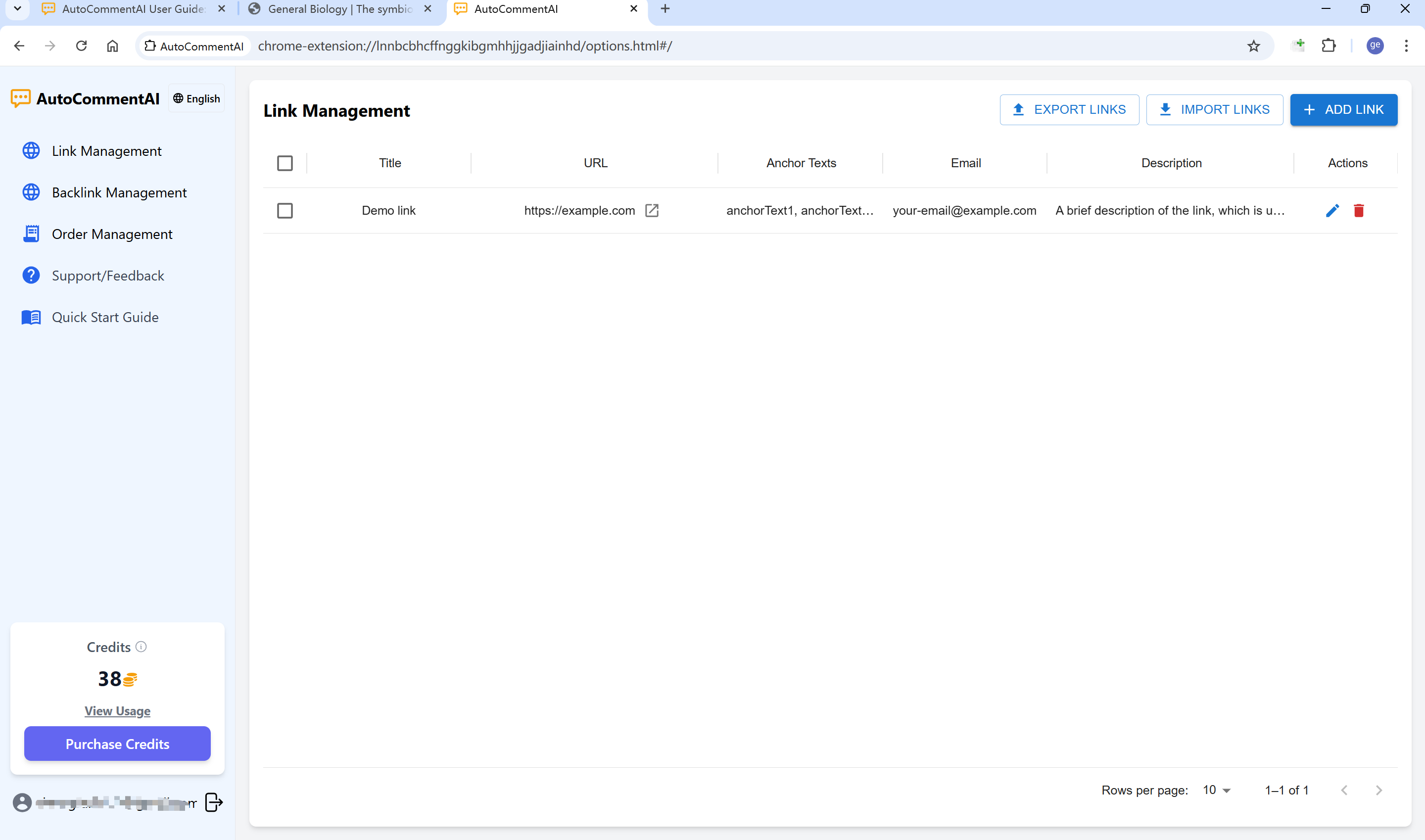 Management dashboard