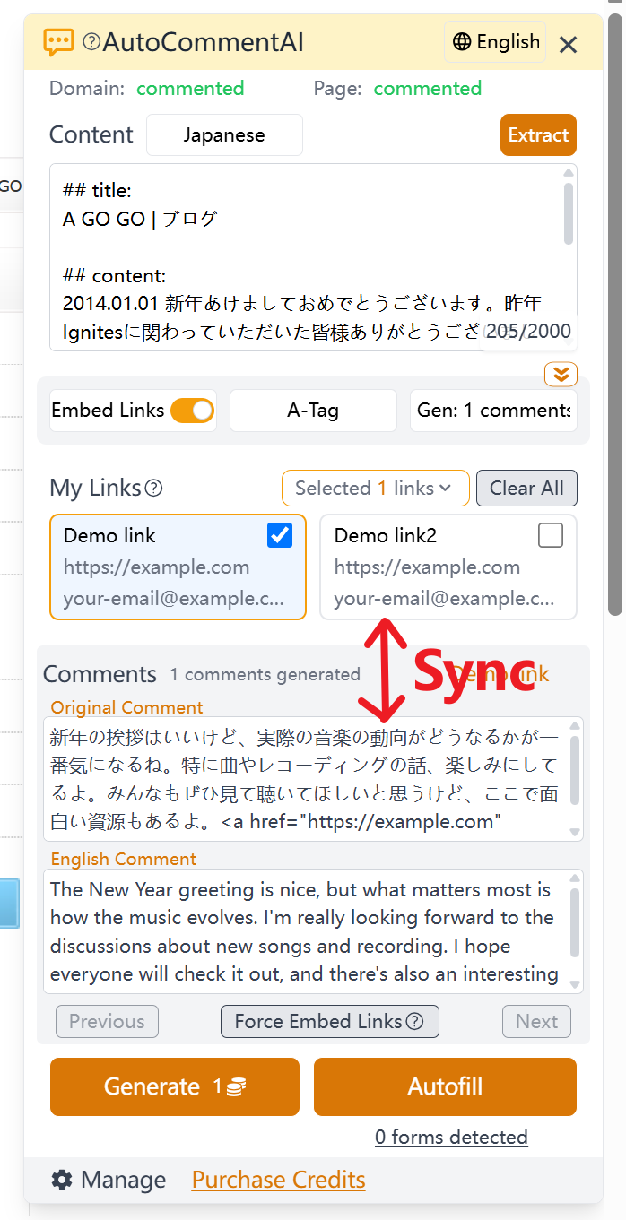 Comment and Link Syncing